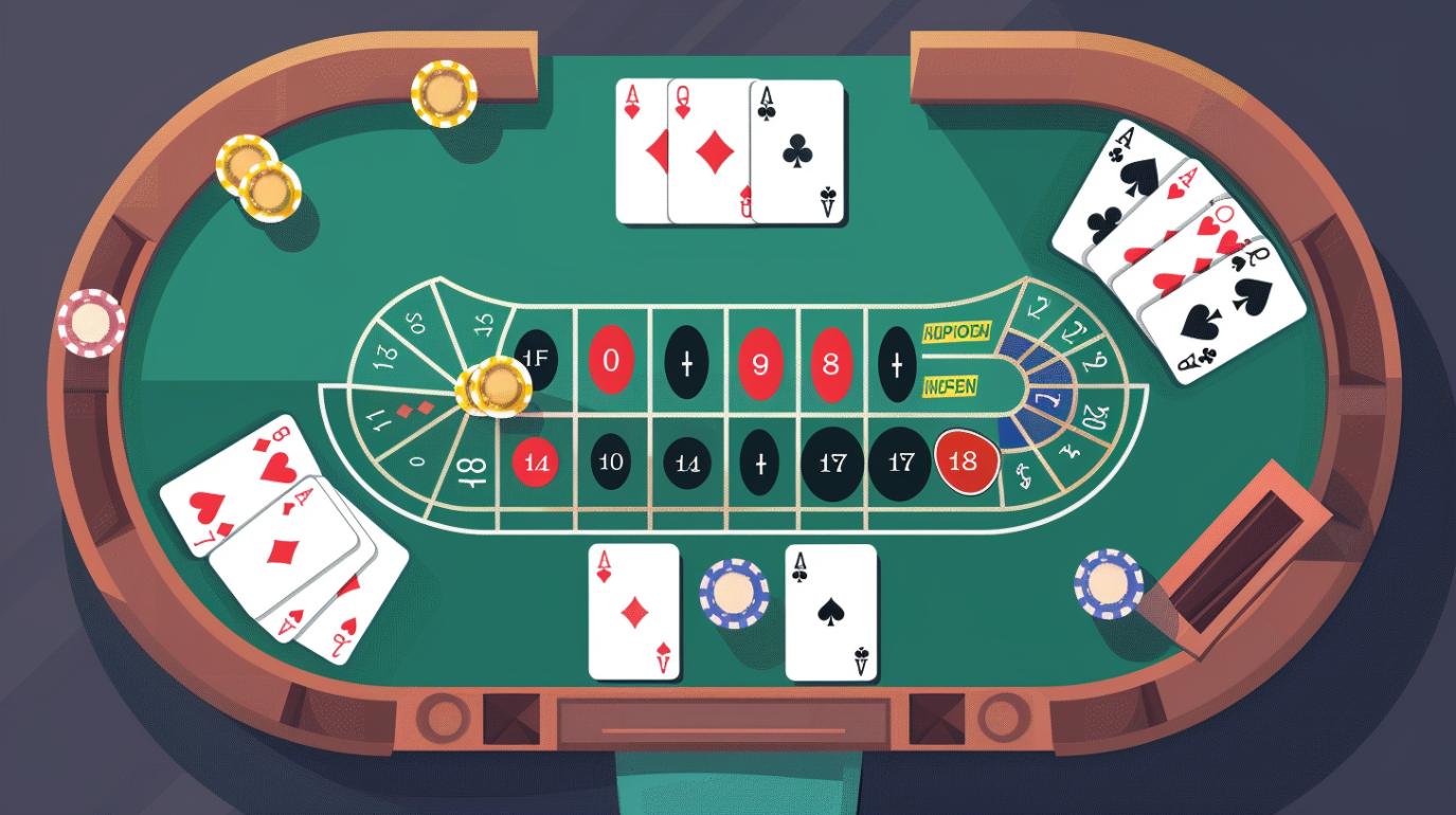 db1978cmd_Create_an_image_of_a_blackjack_table_with_cards_showi_b186232e-93d2-4c6f-b16f-9a89de0434d1